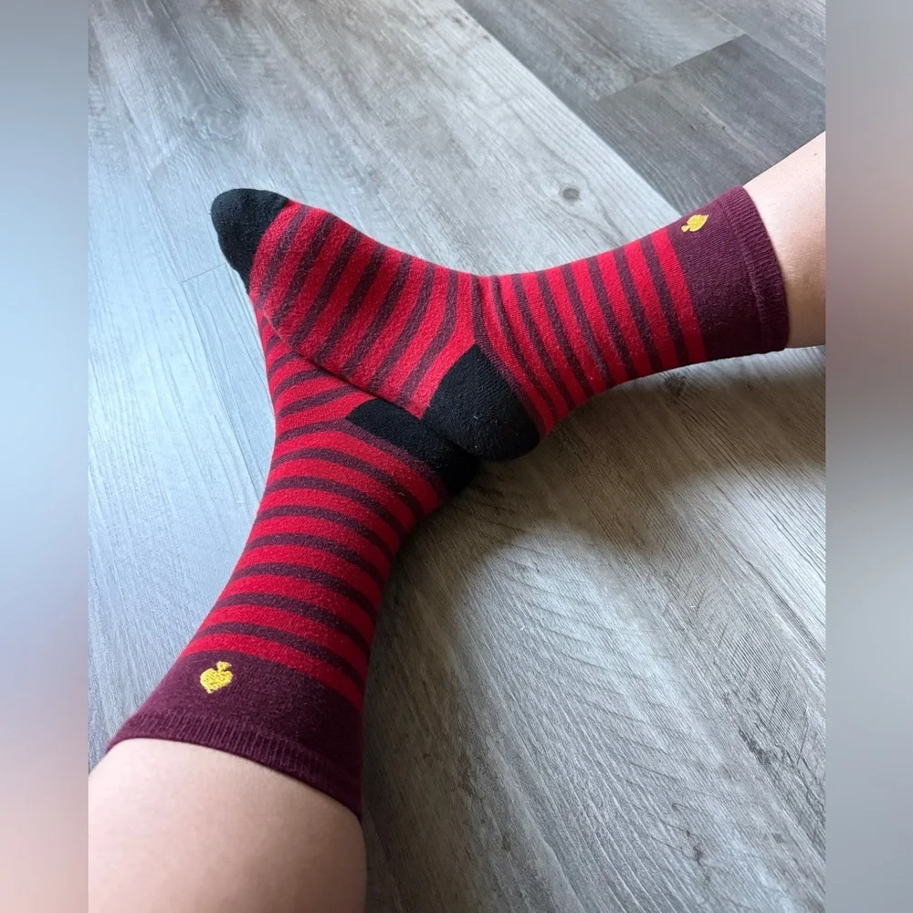 Kate Spade Socks Mid Calf Length Red Maroon Stripe Used